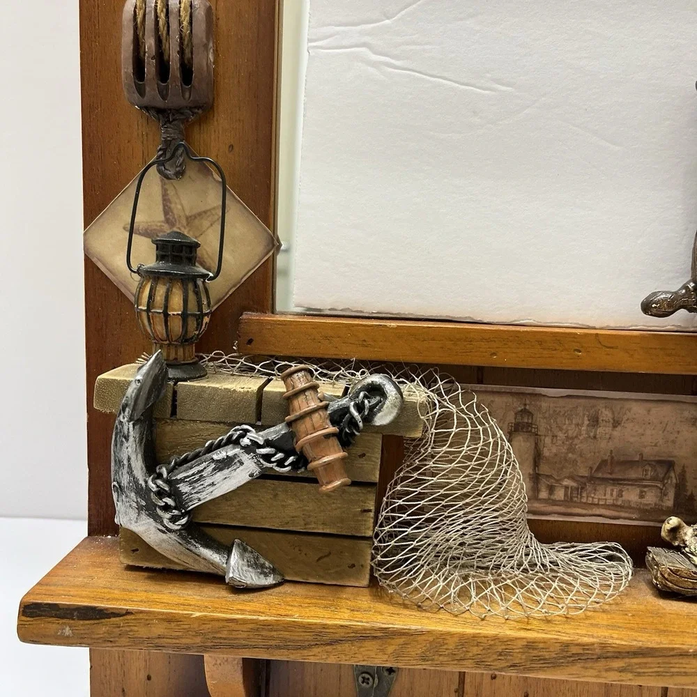 Vintage Wooden Sailor Theme Mirror 3D With Hooks 19.5x13.25